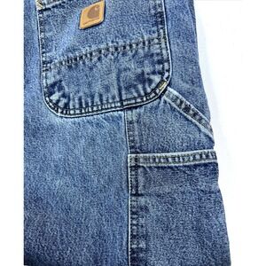 Carhartt Men's Cargo Blue Denim Original Dungaree Fit Workwear Pant Size 44 X 32
